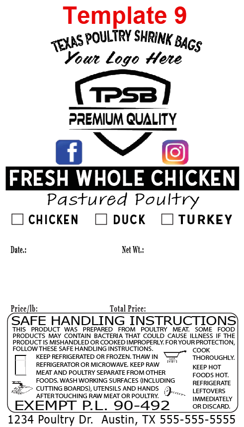 Custom Poultry Freezer Labels