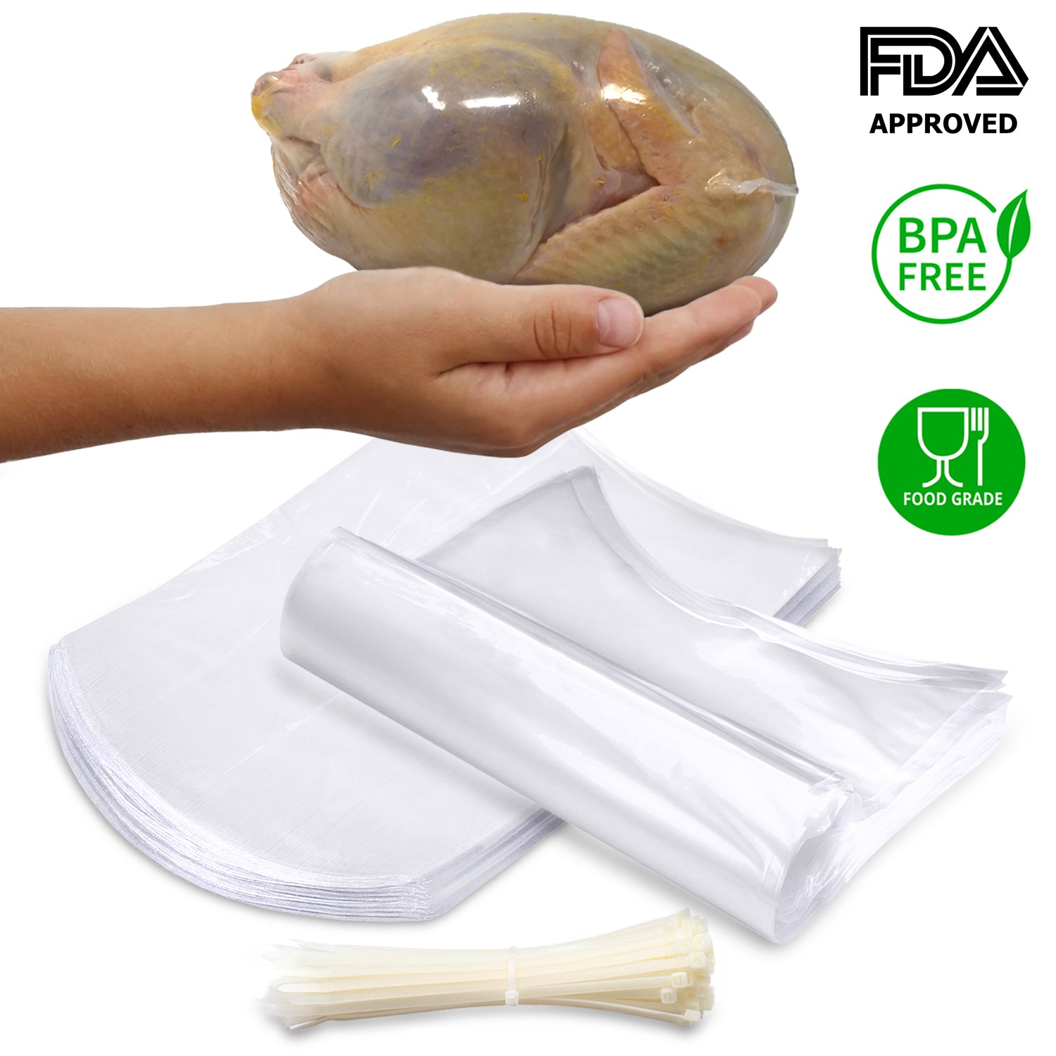 Turkey Poultry Shrink Bags,50Pcs 16x30 Inches Clear Poultry Heat